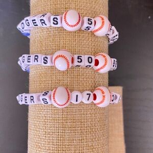 Handcrafted dodgers beaded bracelet